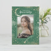 Celestial Gold Stars Moon Night Quinceanera Foto Kaart (Staand voorkant)