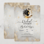 Celestial Gold Stars Moons Bloemen Bruids Luncheon Kaart (Voorkant / Achterkant)