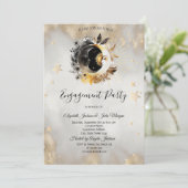 Celestial Gold Stars Moons Bloemen Kaart (Staand voorkant)