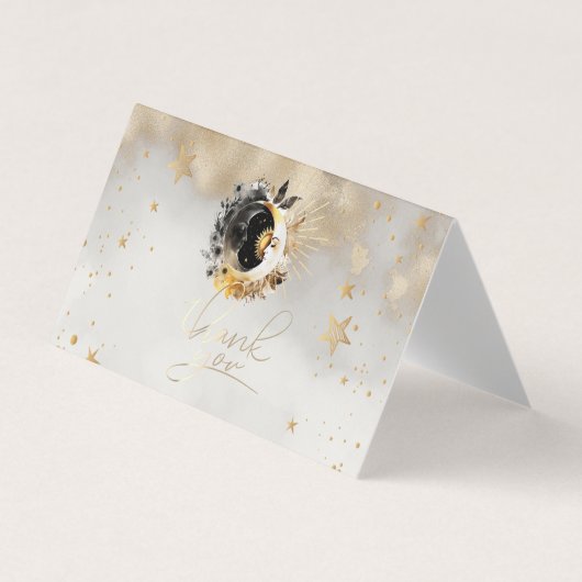 Celestial Gold Stars Moons Bloemen Visitekaartje (Voorkant)