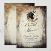 Celestial Gold Stars Moons Donker Vrijgezellenfees Kaart (Voorkant / Achterkant)