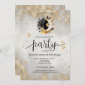 Celestial Gold Stars Moons Flowers Verloving Kaart (Voorkant / Achterkant)