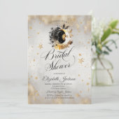 Celestial Gold Stars Moons Flowers Vrijgezellenfee Kaart (Staand voorkant)