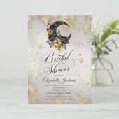 Celestial Gold Stars Moons Flowers Vrijgezellenfee Kaart (Staand voorkant)