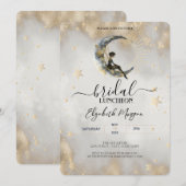 Celestial Gold Stars Moons Meisje Bridal Luncheon Kaart (Voorkant / Achterkant)