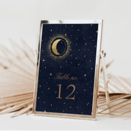 Celestial Gold Stars Trouwtafel nummer RSVP Kaartje