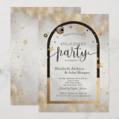 Celestial Gold Sun And Moon Galaxy Engagement Kaart (Voorkant / Achterkant)