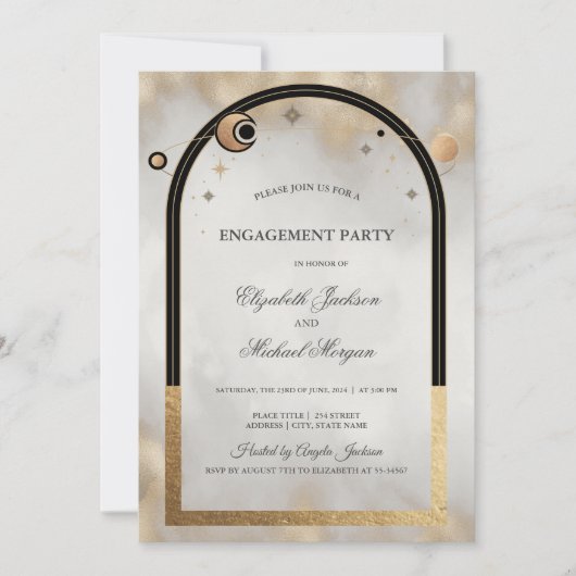 Celestial Gold Sun And Moon Galaxy Kaart (Voorkant)