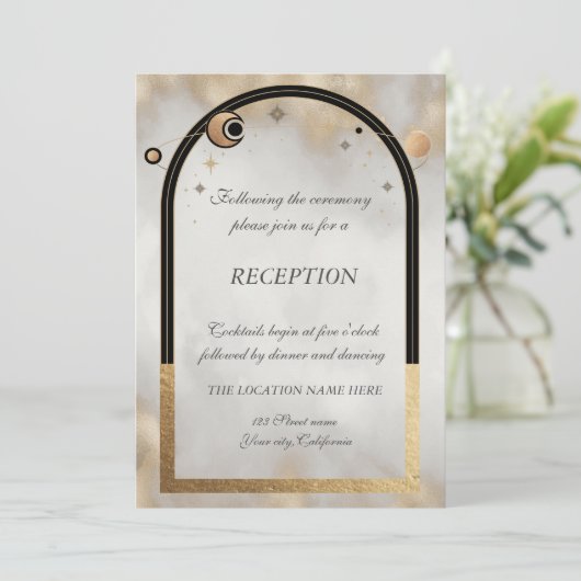 Celestial Gold Sun And Moon Galaxy Kaart (Staand voorkant)