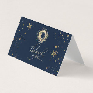 Celestial Gold Sun And Moon Stars Thank You Card Visitekaartje