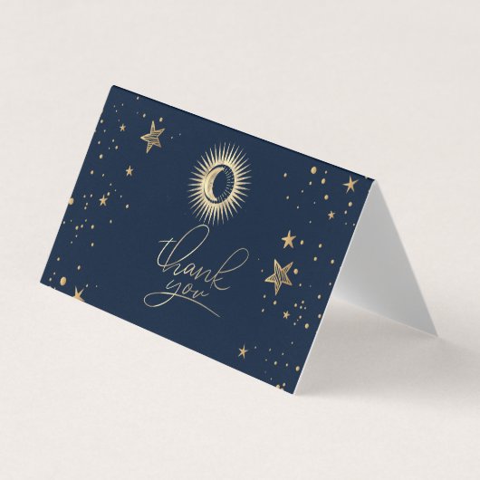 Celestial Gold Sun And Moon Stars Thank You Card Visitekaartje (Voorkant)