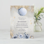 Celestial Gold Sun, Blue Moon Rozen Gouden Sterren Kaart (Staand voorkant)