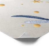 Celestial Gold Sun, Blue Moon Rozen Gouden Sterren Poster (Hoek)