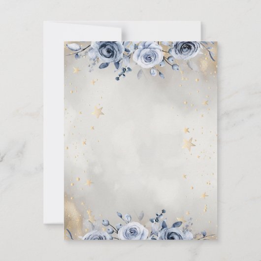 Celestial Gold Sun, Blue Moon Rozen Sterren Kaart (Achterkant)