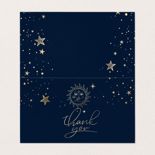 Celestial Gold Sun en maan Visitekaartje (Buitenkant ongevouwen)