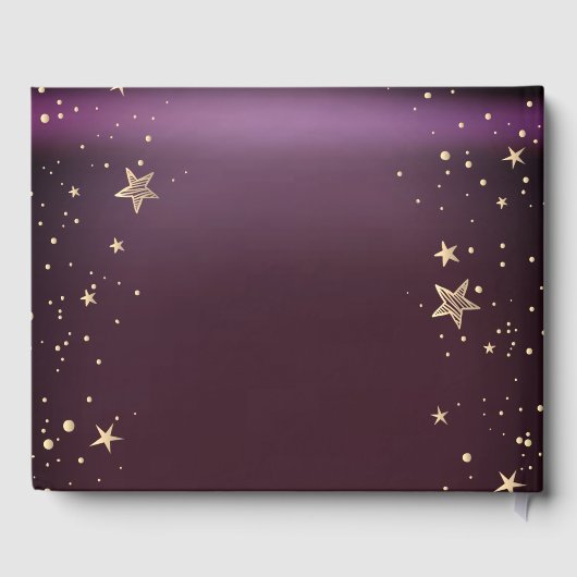 Celestial Gold Sun en Moon Stars Burgundy Gastenboek (Achterkant)