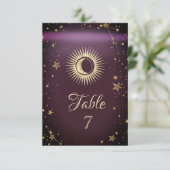 Celestial Gold Sun en Moon Stars Burgundy Kaart (Staand voorkant)