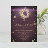 Celestial Gold Sun en Moon Stars Burgundy Kaart (Staand voorkant)