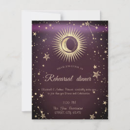 Celestial Gold Sun en Moon Stars Burgundy Kaart