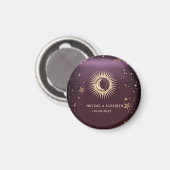 Celestial Gold Sun en Moon Stars Burgundy Magneet (Voorkant / Achterkant)