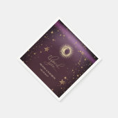 Celestial Gold Sun en Moon Stars Burgundy Servet (Hoek)