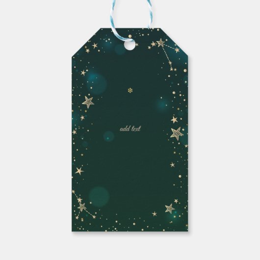 Celestial Gold Sun en Moon Stars Green Cadeaulabel (Achterkant)