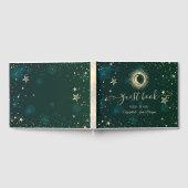 Celestial Gold Sun en Moon Stars Green Gastenboek (Volledig)