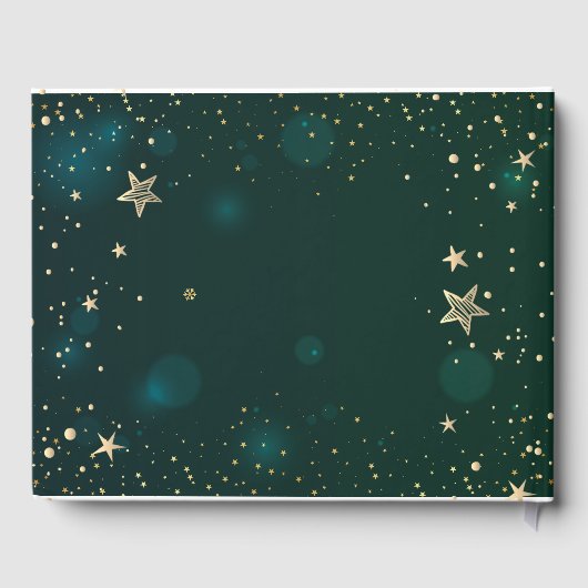 Celestial Gold Sun en Moon Stars Green Gastenboek (Achterkant)