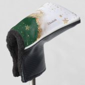 Celestial Gold Sun en Moon Stars Green Golfheadcover (3/4 voorkant)