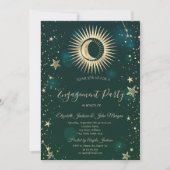 Celestial Gold Sun en Moon Stars Green Kaart (Voorkant)