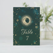 Celestial Gold Sun en Moon Stars Green Kaart (Staand voorkant)