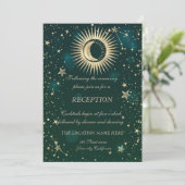 Celestial Gold Sun en Moon Stars Green Kaart (Staand voorkant)