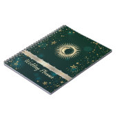 Celestial Gold Sun en Moon Stars Green Notitieboek (Linkerzijde)