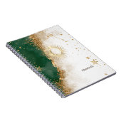 Celestial Gold Sun en Moon Stars Green Notitieboek (Rechterzijde)