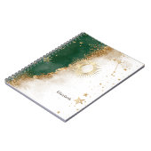 Celestial Gold Sun en Moon Stars Green Notitieboek (Linkerzijde)