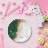Celestial Gold Sun en Moon Stars Green Papieren Bordje (Feest)