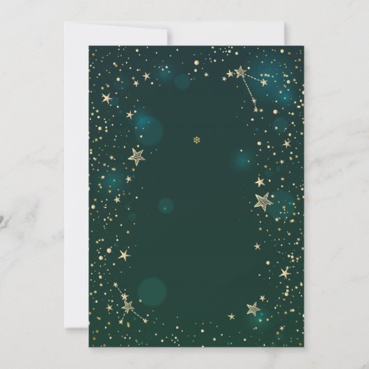 Celestial Gold Sun en Moon Stars Green RSVP Kaart (Achterkant)