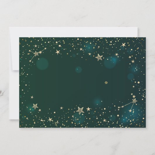 Celestial Gold Sun en Moon Stars Green Save The Date (Achterkant)