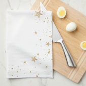 Celestial Gold Sun en Moon Stars Green Theedoek (Quarter Fold)