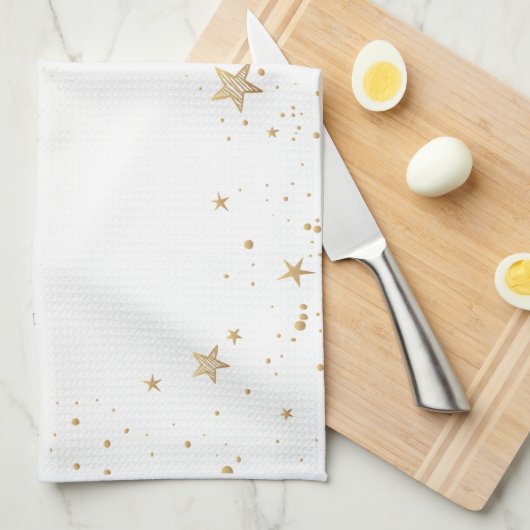 Celestial Gold Sun en Moon Stars Green Theedoek (Quarter Fold)