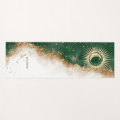 Celestial Gold Sun en Moon Stars Green Yogamat (Voorkant (horizontaal))