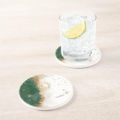 Celestial Gold Sun en Moon Stars Green Zandsteen Onderzetter (Zijkant)