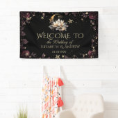 Celestial Gold Sun en Moon Stars Rozen Night Sky Spandoek (Insitu)