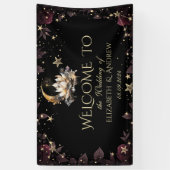 Celestial Gold Sun en Moon Stars Rozen Night Sky Spandoek (Verticaal)