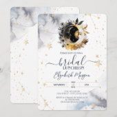 Celestial Gold Sun, Maan, Bloemen Bruidslunch Kaart (Voorkant / Achterkant)