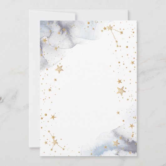 Celestial Gold Sun, Maan, Sterren Bloemen Script Kaart (Achterkant)