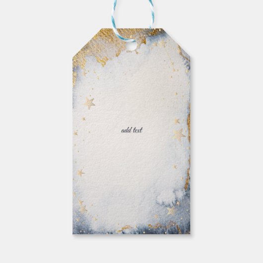 Celestial Gold Sun, maan, Waterverf sterren Cadeaulabel (Achterkant)