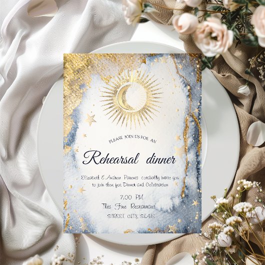 Celestial Gold Sun, maan, Waterverf sterren Kaart