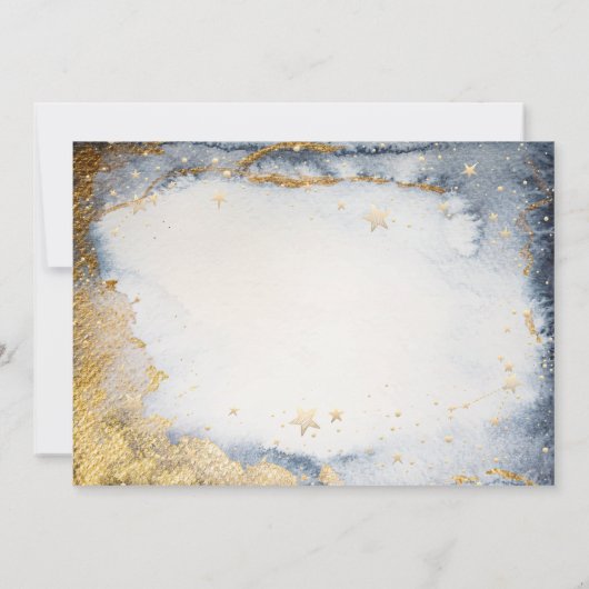 Celestial Gold Sun, maan, Waterverf sterren Save The Date (Achterkant)