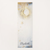 Celestial Gold Sun, maan, Waterverf sterren Yogamat (Voorkant)